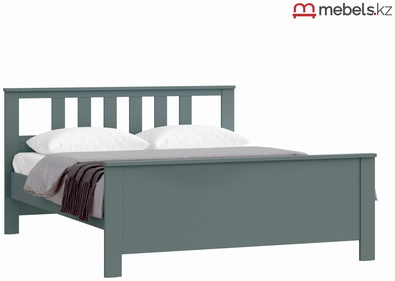 Кровать Mebels.kz HEMNES двуспальная, 160x200 см (без матраса, без подъёмного механизма) бирюзовый купить,NaN