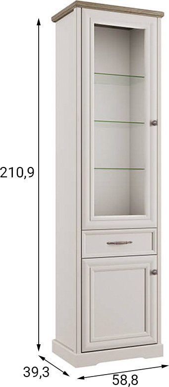 Шкаф-витрина АНРЭКС напольный Тоскана NEW 1V1D1S 210.9х58.8х39.3 см купить,NaN