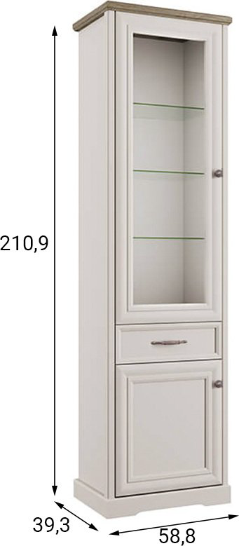 Шкаф-витрина АНРЭКС напольный Тоскана NEW 1V1D1S 210.9х58.8х39.3 см купить,NaN