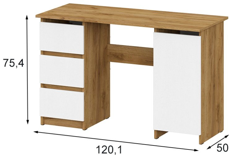 Стол письменный СВ Мебель Денвер, 120.1х50x75.4 см, белый, золотой купить,NaN