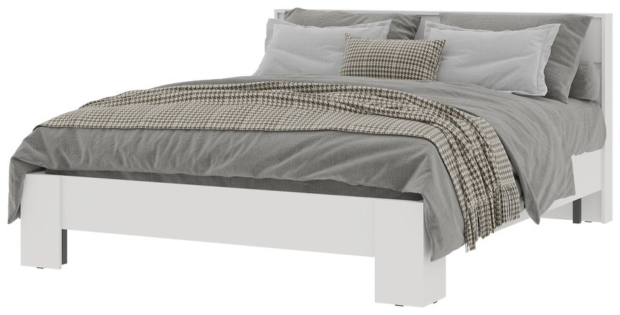 Кровать Стендмебель Хелен MGC12385 двуспальная, 160x200 см (с матрасом, без подъёмного механизма) белый купить,NaN