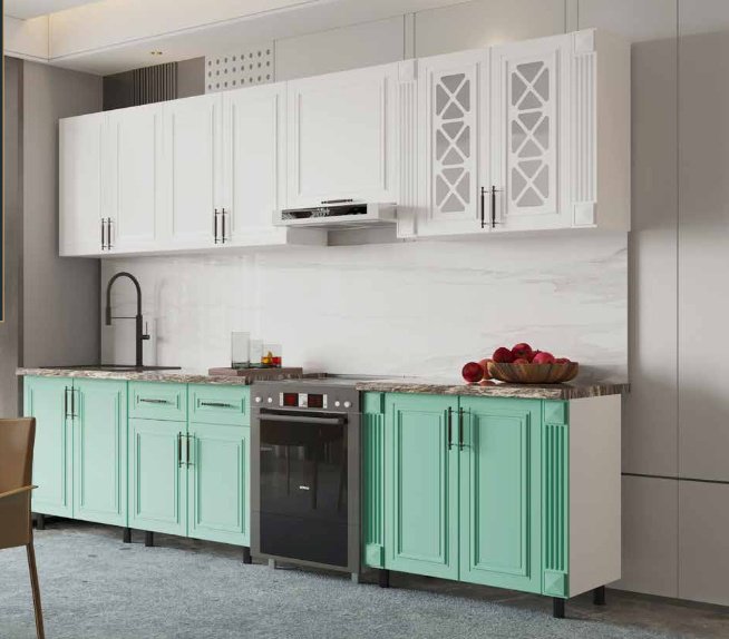 Кухонный гарнитур Grand Miks , 300x223х60 см, ЛДСП, белый купить,NaN