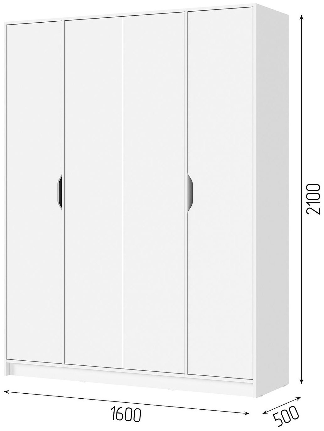 Распашной шкаф Стендмебель Руна 4Д, 160x210х50 см, белый купить,NaN