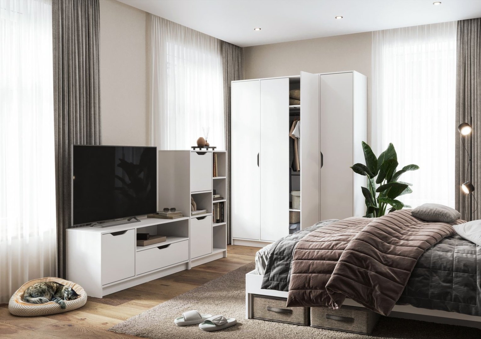 Распашной шкаф Стендмебель Руна 4Д, 160x210х50 см, белый купить,NaN