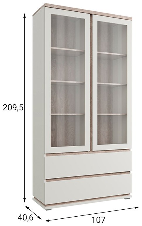 Шкаф-витрина АНРЭКС напольный Лима 2V2S 209.5х107х40.6 см купить,NaN