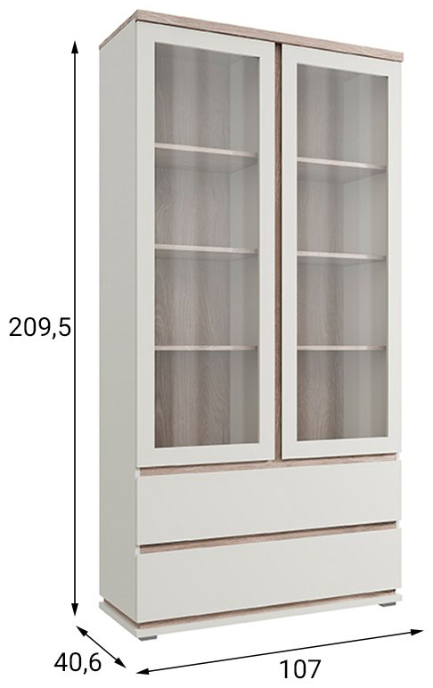 Шкаф-витрина АНРЭКС напольный Лима 2V2S 209.5х107х40.6 см купить,NaN