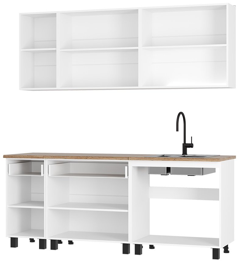 Кухонный гарнитур BTS , 200x156.6х60 см, ЛДСП, белый, графит купить,NaN