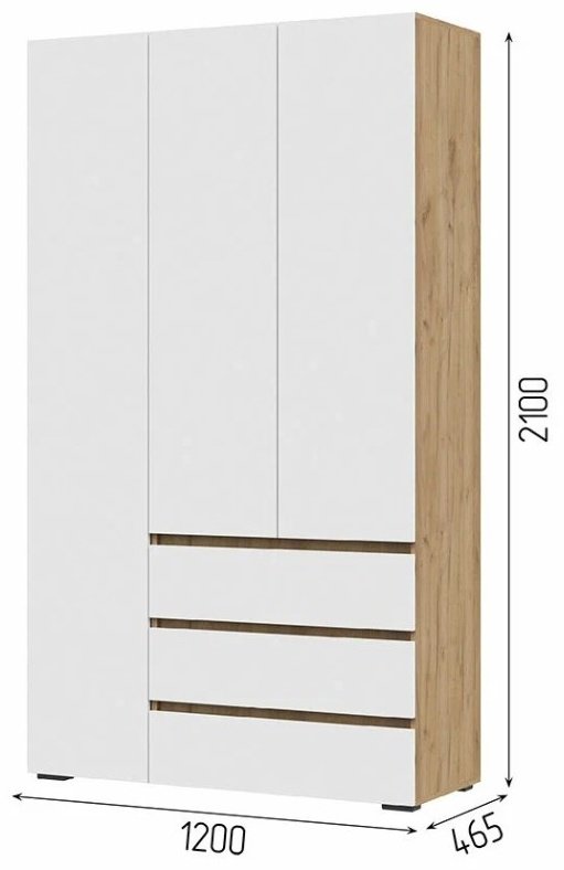 Распашной шкаф Хелен ШК06, 120x210х46 см, белый, золотой купить,NaN