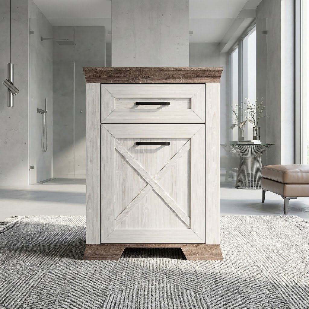 Тумба BRW Брест MARSELLE, 67x90.5x40.5 см, светло серый, коричневый купить,NaN