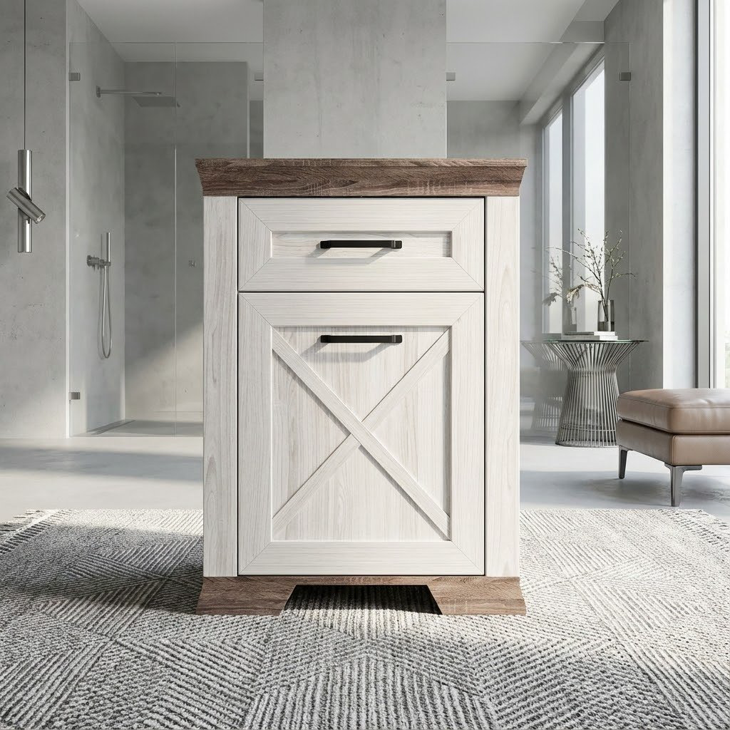 Тумба BRW Брест MARSELLE, 67x90.5x40.5 см, светло серый, коричневый купить,NaN