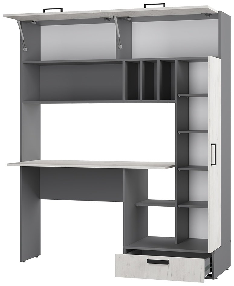 Стол компьютерный с надстройкой BTS Техно, 150х57.3x179.6 см, светло серый, графит купить,NaN