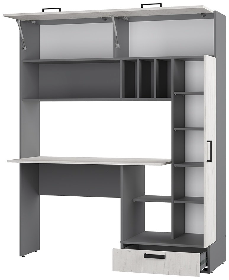 Стол компьютерный с надстройкой BTS Техно, 150х57.3x179.6 см, светло серый, графит купить,NaN