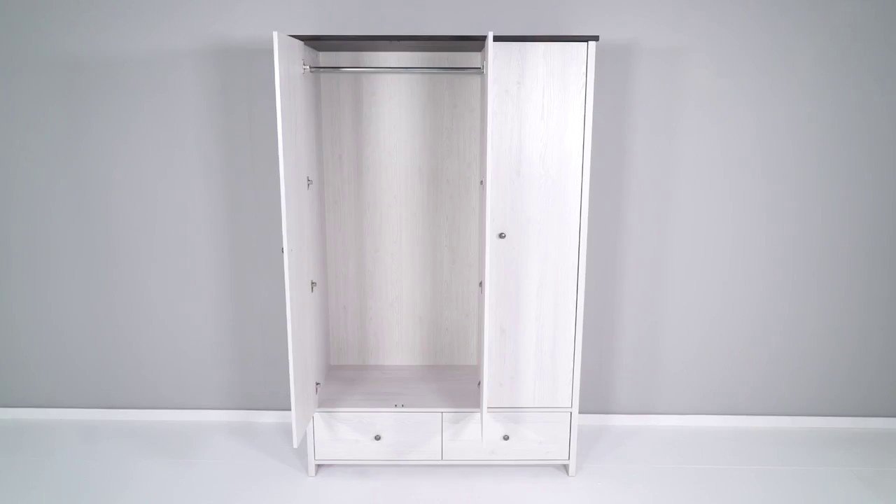 Распашной шкаф Гербор SZF2D1L2S, 128.5x199.5х55.5 см, серый купить,NaN