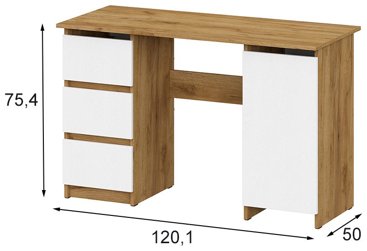 Стол компьютерный СВ Мебель Денвер, 120.1х50x75.4 см, белый, коричневый