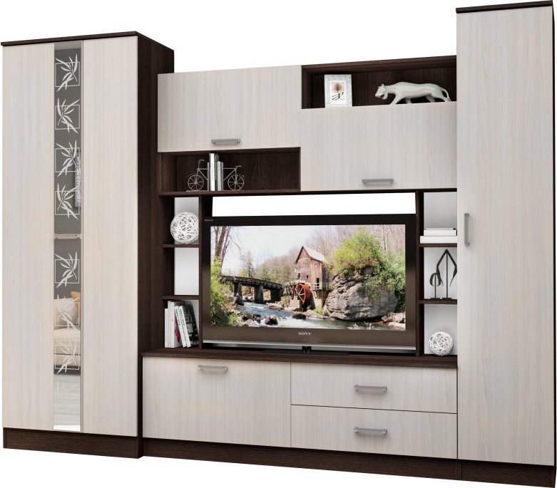 Стенка Астрид мебель Поло-7, темно-коричневый, светло-коричневый - ForteMarket Стенка Астрид мебель Поло-7, темно-коричневый, светло-коричневый купить,NaN