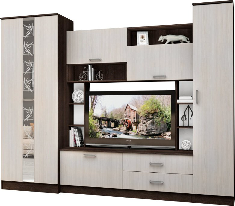 Стенка Астрид мебель Поло-7, темно-коричневый, светло-коричневый - ForteMarket Стенка Астрид мебель Поло-7, темно-коричневый, светло-коричневый купить,NaN
