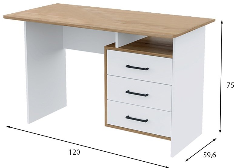 Стол компьютерный Горизонт Лайт, 120х59.6x75 см, белый, светло-коричневый купить,NaN