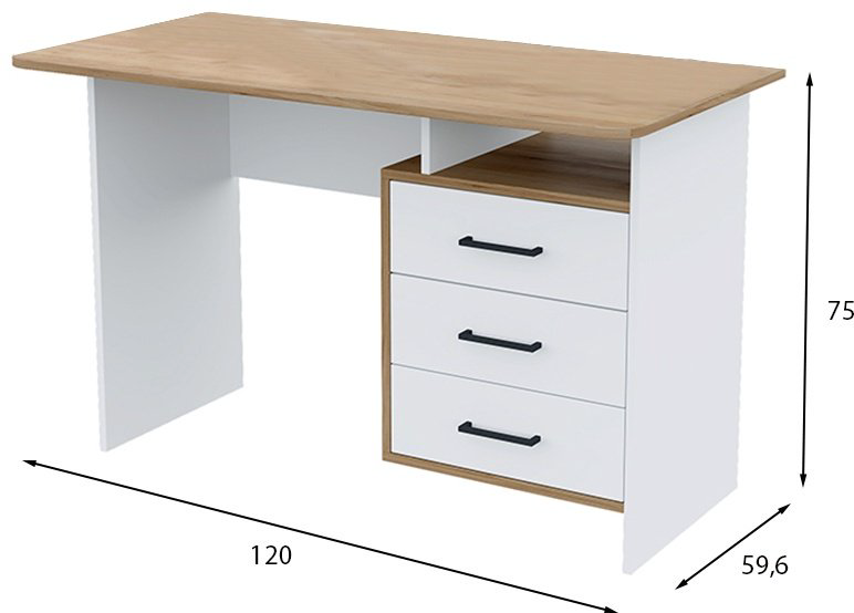 Стол компьютерный Горизонт Лайт, 120х59.6x75 см, белый, светло-коричневый купить,NaN