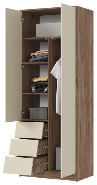 Распашной шкаф Стендмебель Рейн, 80x210х50 см, коричневый, бежевый купить,NaN