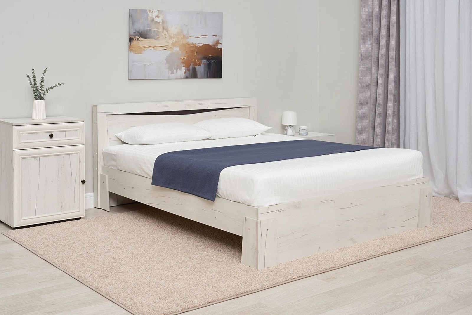 Кровать Стендмебель Паола MGC11802 двуспальная, 160x200 см (без матраса, без подъёмного механизма) светло серый купить,NaN