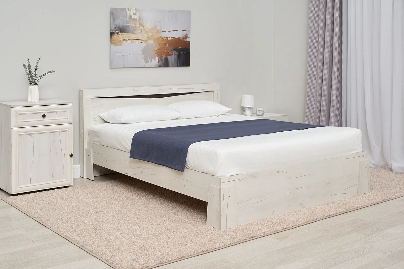 Кровать Стендмебель Паола MGC11802 двуспальная, 160x200 см (без матраса, без подъёмного механизма) светло серый купить,NaN