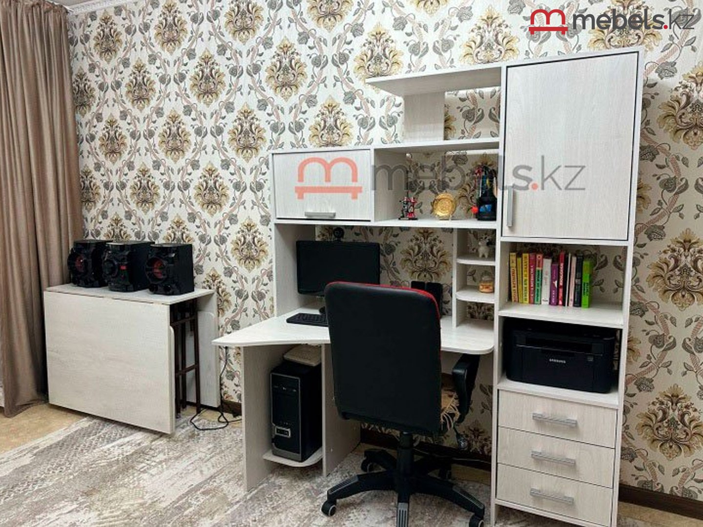 Стол компьютерный с надстройкой Mebels.kz 487045319, 150х82x182 см, светло серый купить,NaN