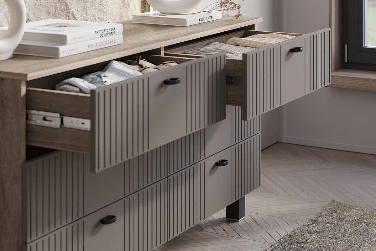 Комод BTS Олива, 130.2x37.6x69.6 см, светло серый, светло-коричневый купить,NaN