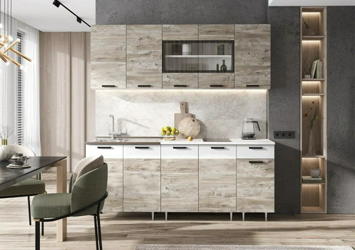 Кухонный гарнитур МИФ , 180x210х60 см, ЛДСП, белый, серый