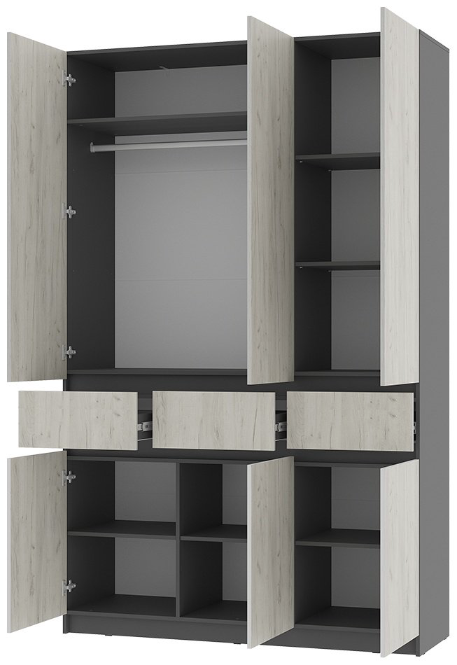 Распашной шкаф BTS Багира, 150.2x238.4х51 см, графит, белый купить,NaN