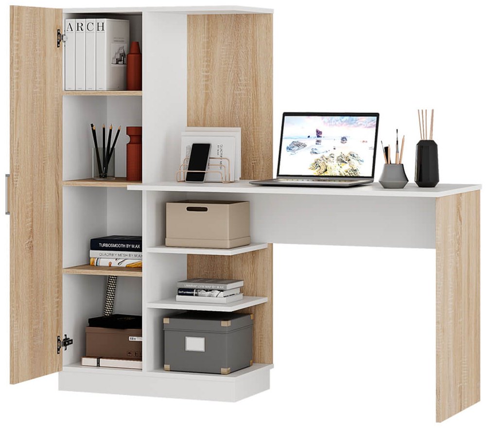 Стол компьютерный BTS Бейсик, 145х50.2x135 см, белый, бежевый купить,NaN