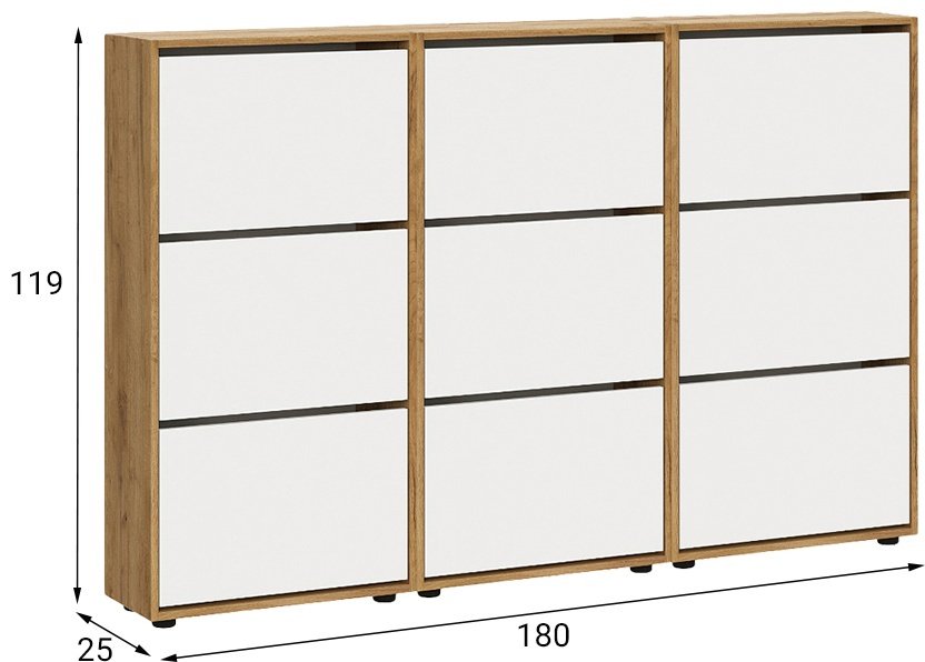 Обувница СВ Мебель 180x25x119 см, ЛДСП купить,NaN