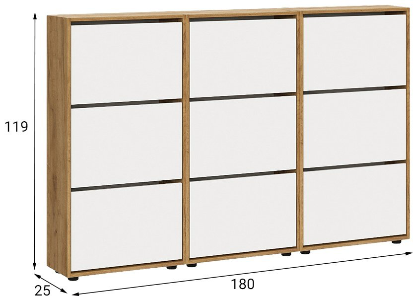 Обувница СВ Мебель 180x25x119 см, ЛДСП купить,NaN