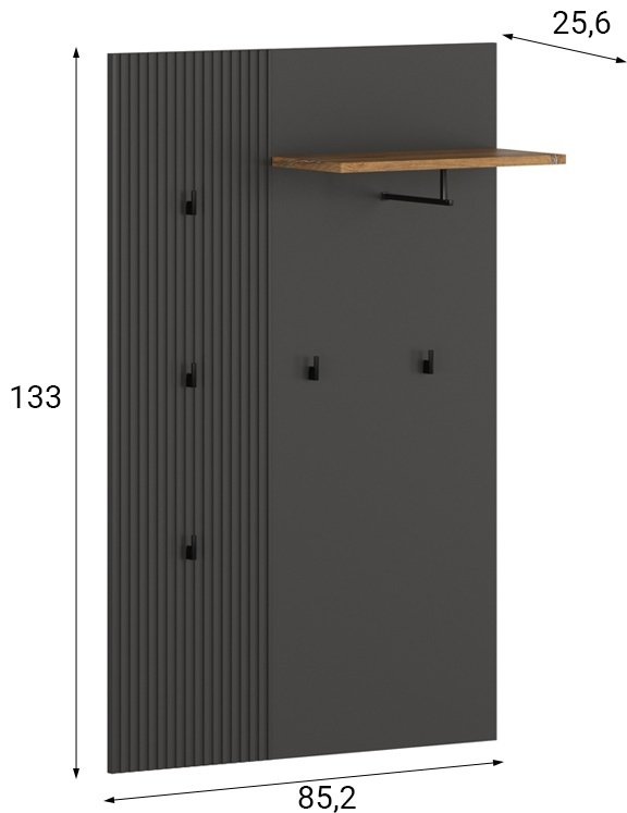 Вешалка настенная BRW Брест WIE 478259, ЛДСП, 85x133 см, темно-серый купить,NaN