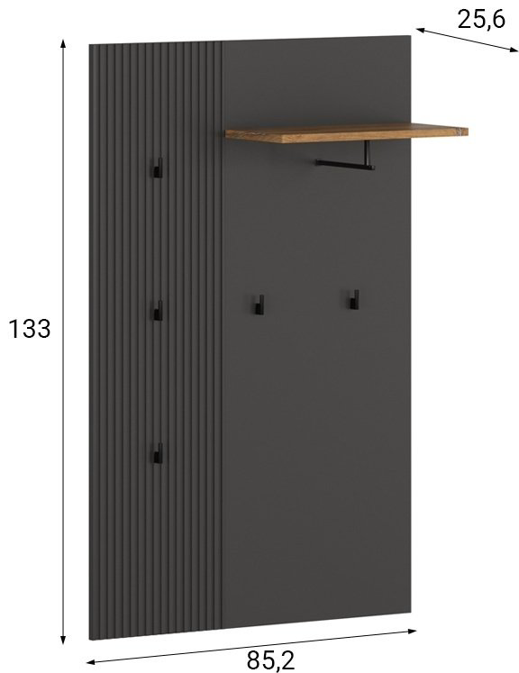 Вешалка настенная BRW Брест WIE 478259, ЛДСП, 85x133 см, темно-серый купить,NaN