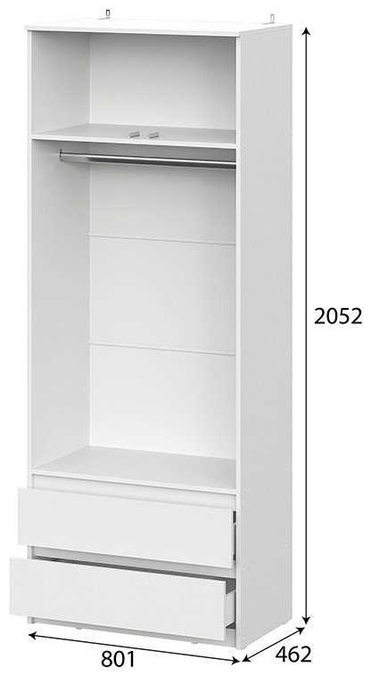 Распашной шкаф СВ Мебель Денвер, 80.1x205.2х46.2 см, белый купить,NaN