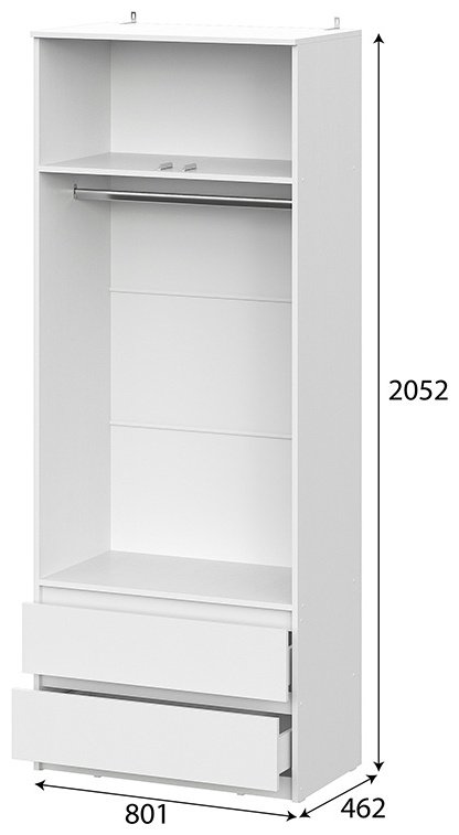 Распашной шкаф СВ Мебель Денвер, 80.1x205.2х46.2 см, белый купить,NaN