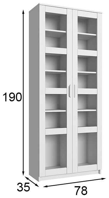Шкаф-витрина АНРЭКС напольный Скаген 2V 190х78х35 см купить,NaN