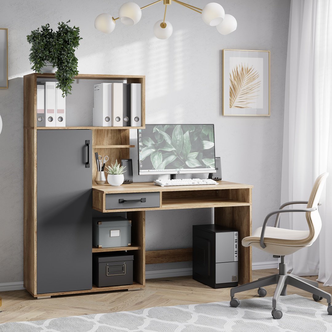 Стол письменный BTS Прима, 150.1х58.4x149.3 см, коричневый, графит купить,NaN