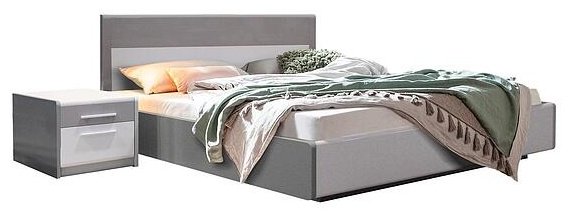Кровать Пинскдрев Скарлетт, Н00104680 двуспальная, 160x200 см (без матраса, подъёмный механизм) серый, светло серый купить,NaN