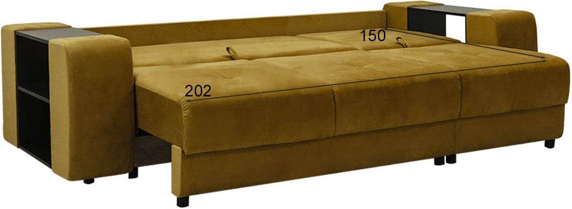 Диван TURAN HOME Deli EW, 262х110 см, обивка микровелюр, горчичный купить,NaN