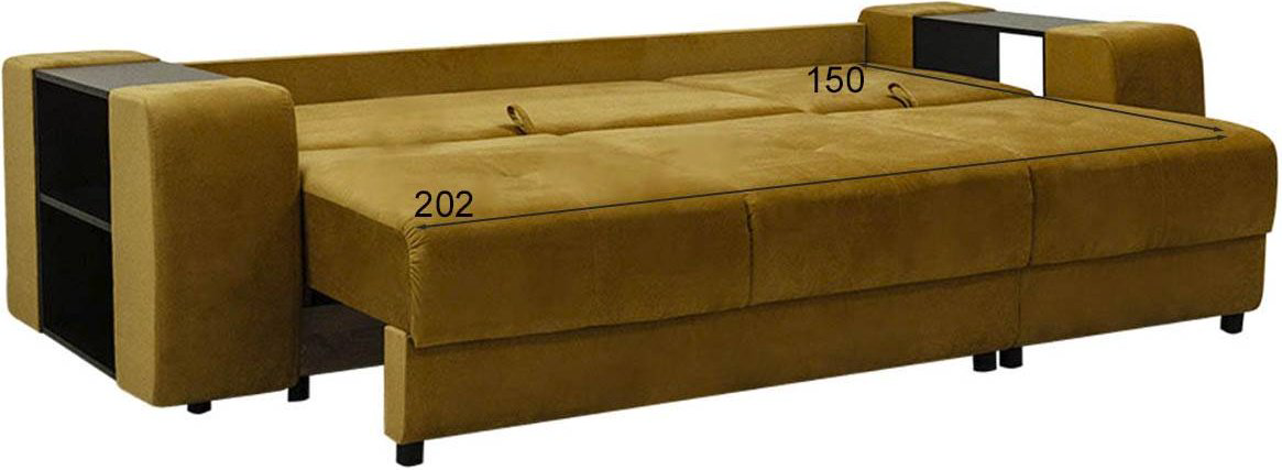 Диван TURAN HOME Deli EW, 262х110 см, обивка микровелюр, горчичный купить,NaN