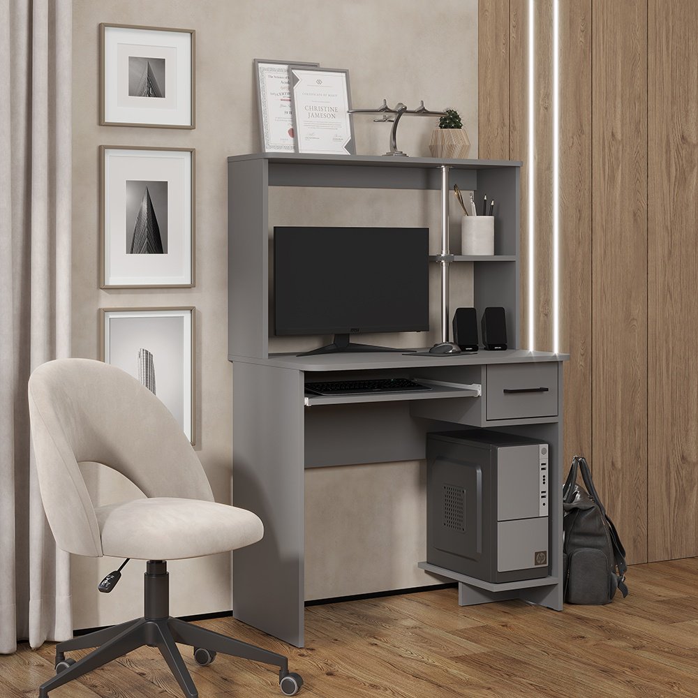 Стол компьютерный BTS Дебют, 87.5х40.2x132 см, серый купить,NaN