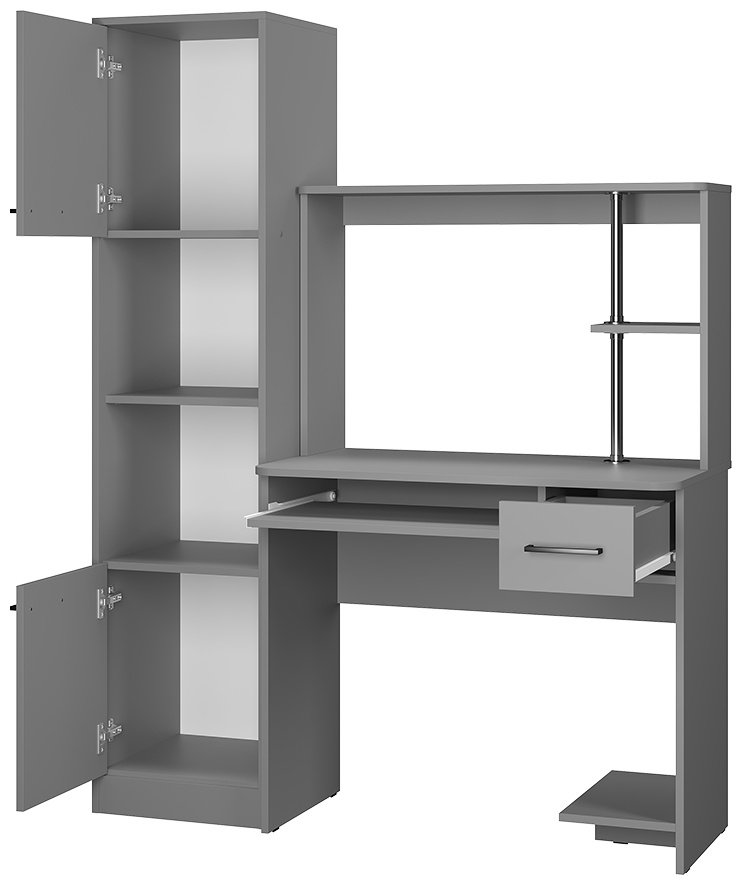Стол компьютерный с надстройкой BTS Дебют, 127.5х40.2x167.5 см, серый купить,NaN