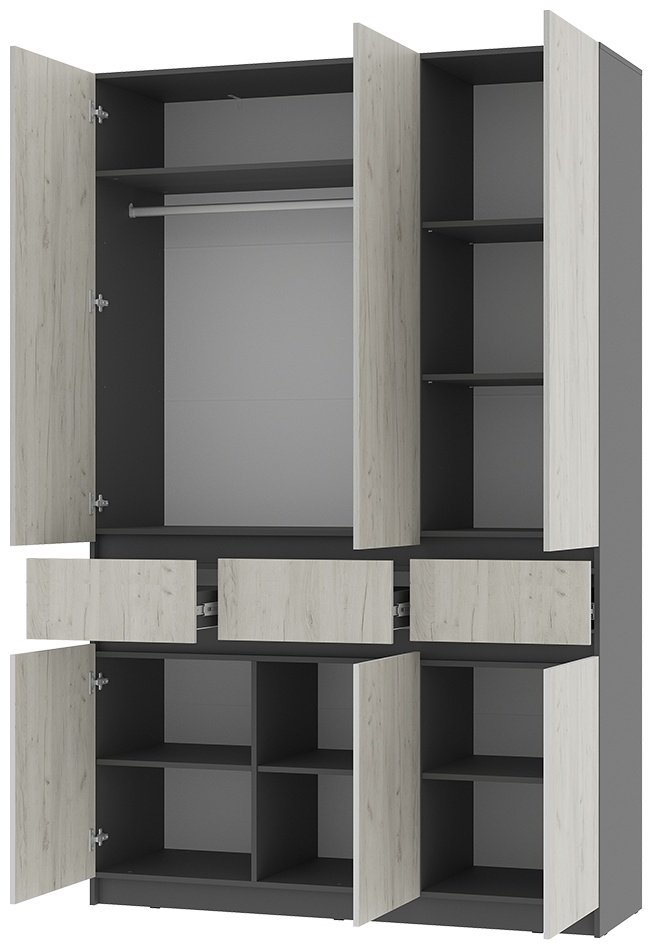 Распашной шкаф BTS Багира, 150.2x238.4х51 см, графит, светло серый купить,NaN