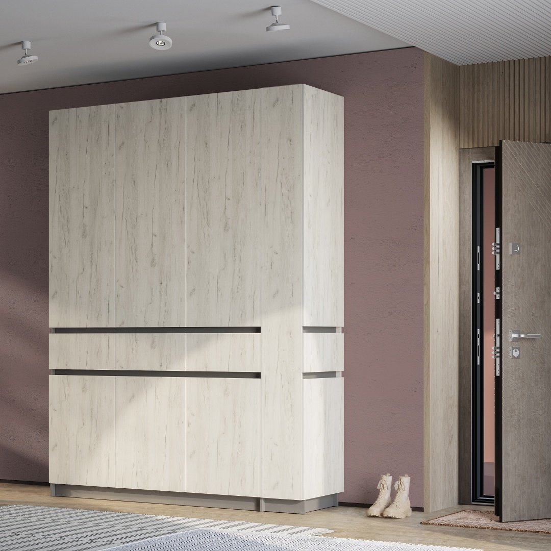 Распашной шкаф BTS Багира, 150.2x238.4х51 см, графит, светло серый купить,NaN