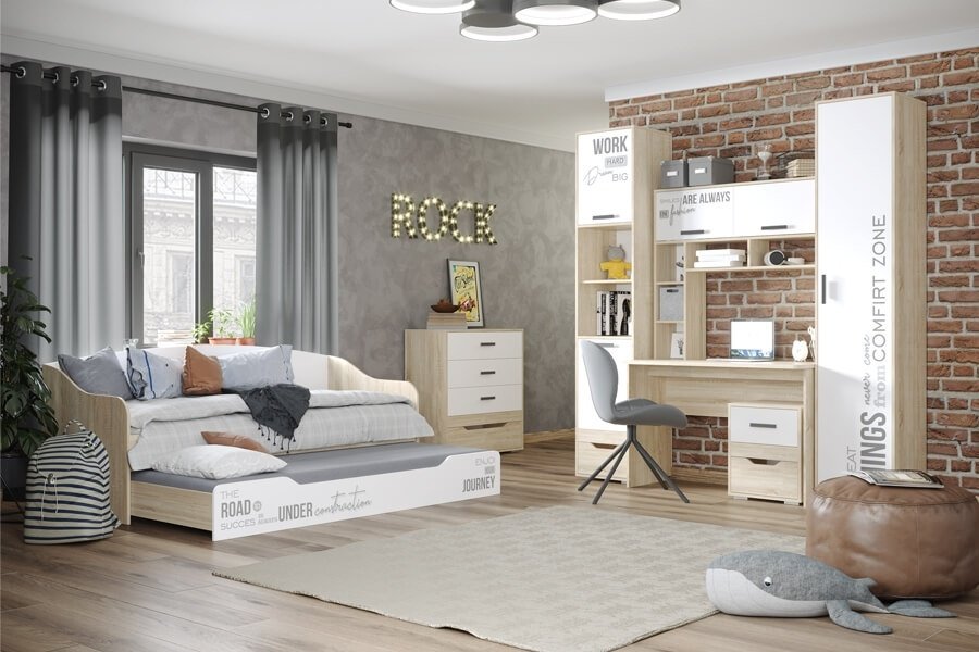 Комод MLK Джуниор, 87x43x95 см, белый, коричневый купить,NaN