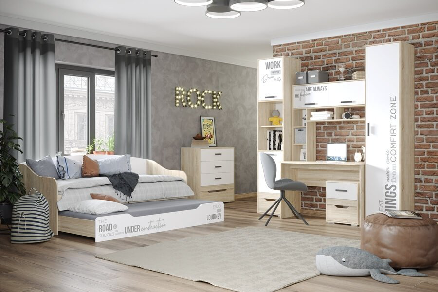 Комод MLK Джуниор, 87x43x95 см, белый, коричневый купить,NaN