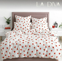 Комплект LA DIVA Heart 1.5-спальный хлопок, сатин, 1 наволочка: 50x70 см