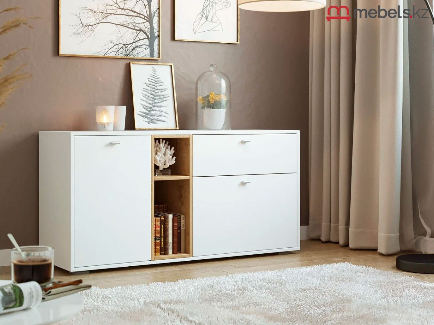 Комод Mebels.kz Ланс, 131.4x43x64.7 см, белый купить,NaN