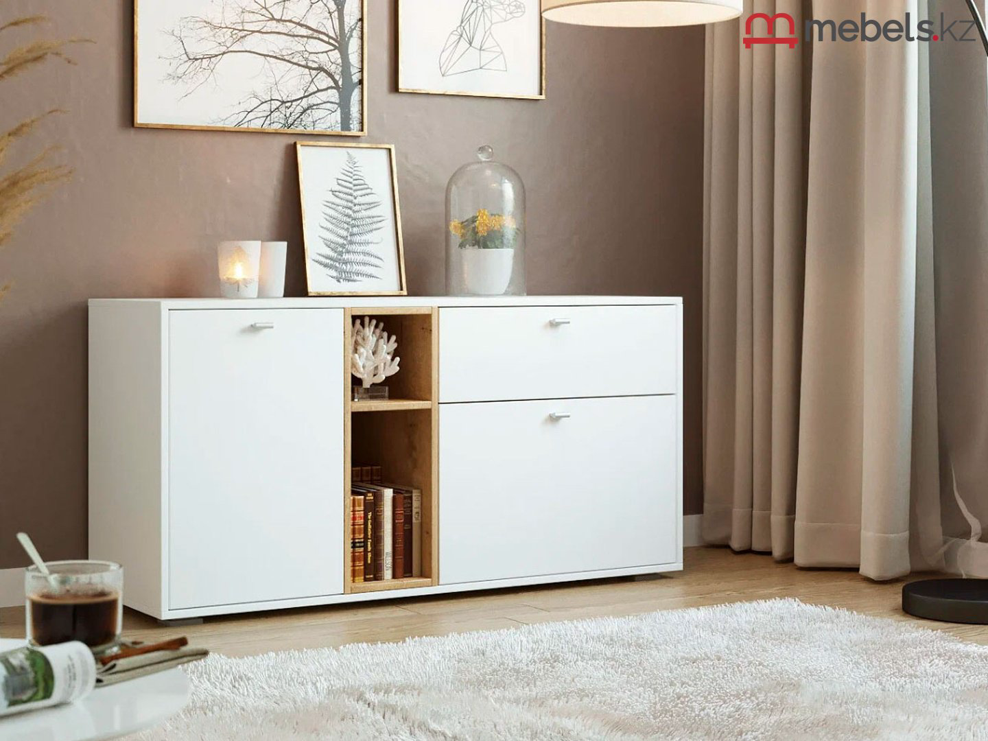 Комод Mebels.kz Ланс, 131.4x43x64.7 см, белый купить,NaN